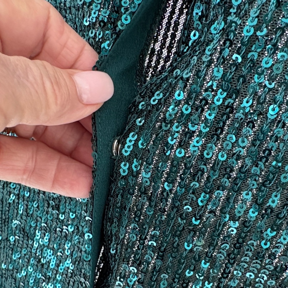 Catherine Malandrino Teal Sequin Blouse - Picture 4 of 8